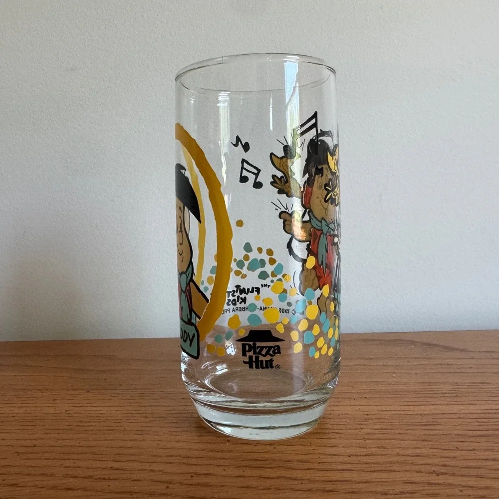Vintage 1986‎ Pizza Hut The Flintstone Kids Freddy Glass Hanna-Barbera Promo